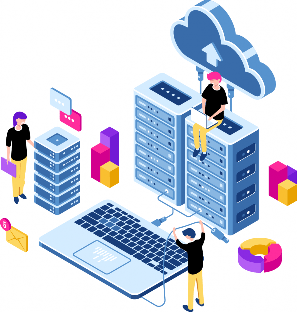 Adaptable Cloud Server Hosting Illustration